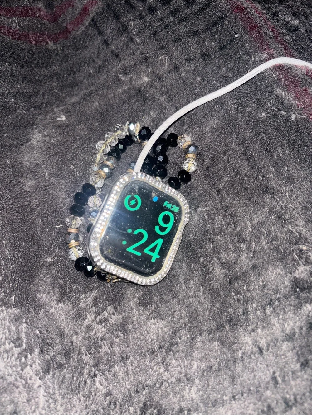 Apple Watch series 10 46mm GPS with Black Beaded Band and Rhinestone Clear Case